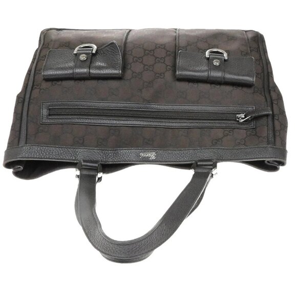 GUCCI Logo GG Pattern Shoulder Tote Bag Nylon Leather Brown Italy 80YH158 - Picture 10 of 15